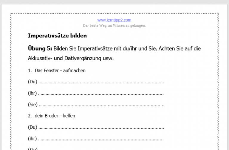 Imperativ Übungen PDF - Lerntipp2