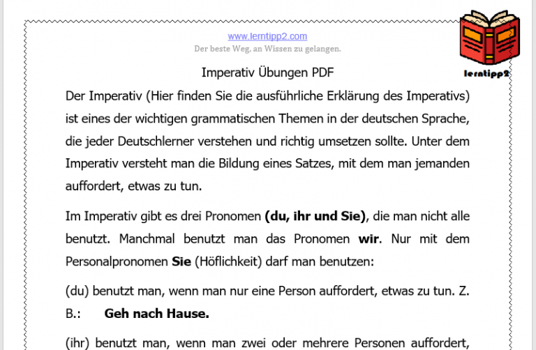 Imperativ Übungen PDF - Lerntipp2